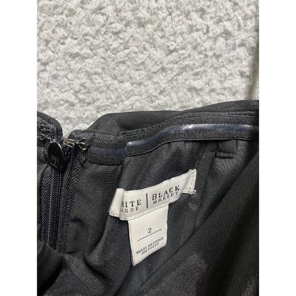 White House Black Market Black Ruched Top Chiffon A-Line Dress Womens Size 2 - Picture 4 of 9